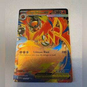 Mega Emboar EX Pokémon Card - Holographic Orange & Red